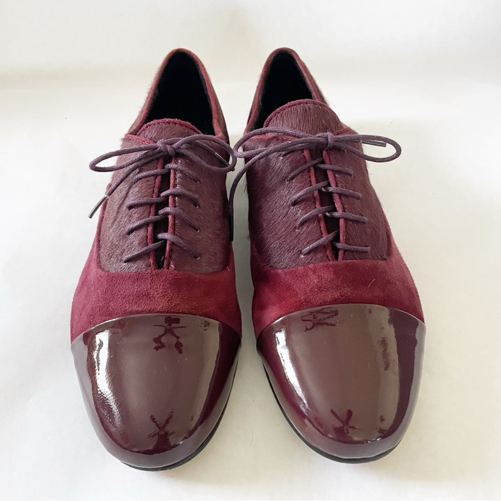 Gentle Souls Kenneth Cole Calf Fur Burgundy Oxford Shoes Size 8